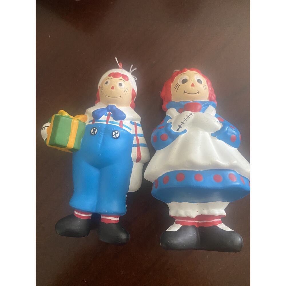 Set of 2 - RAGGEDY ANN & ANDY Christmas Ornaments Macmillan Inc Vintage 1992 - Picture 1 of 6